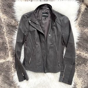 Express faux leather jacket, dark gray, size Small